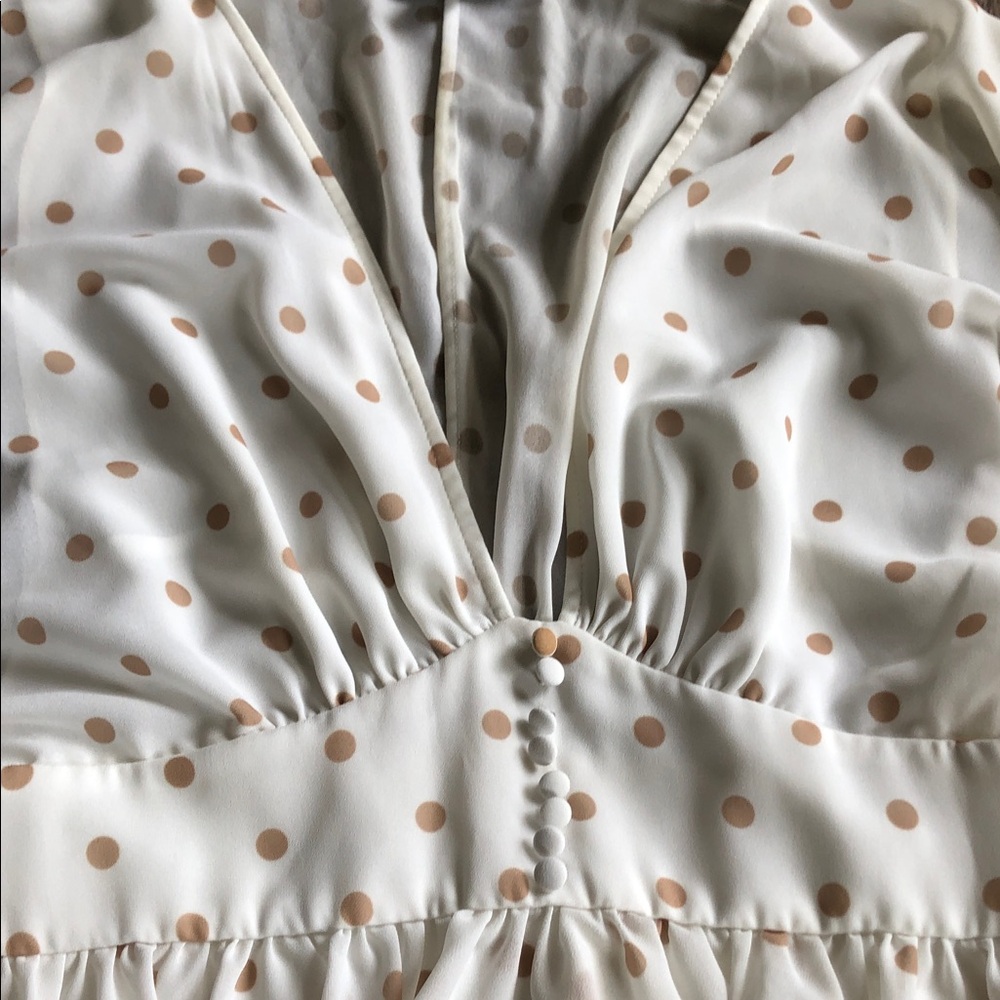 Shona Joy Sophia Plunged Ruffle Mini Polka Dot Dress 8 - Picture 7 of 14
